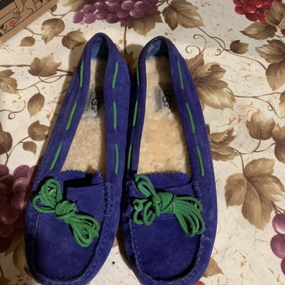 UGG Australia 1003739 Meena Driving Moccasins Blue Slip On Shoes Women's 6.5 - Picture 1 of 5